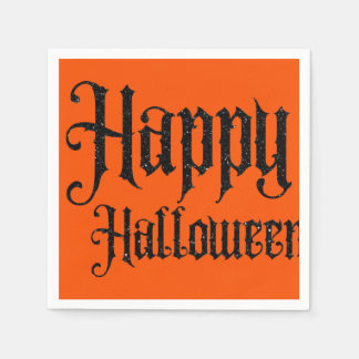 Black Glitter Happy Halloween Napkin