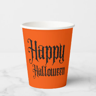 Black Glitter Happy Halloween Paper Cups