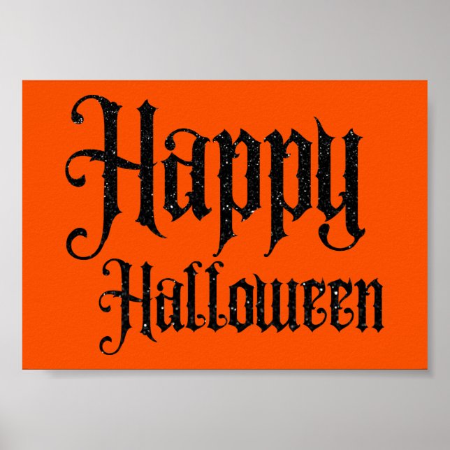 Black Glitter Happy Halloween Poster (Front)