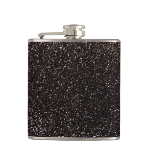 Black glitter hip flask