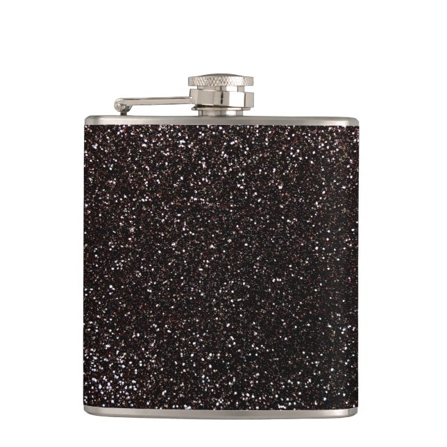 Black glitter hip flask (Front)