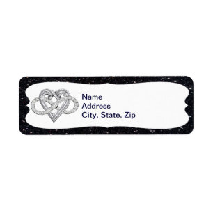 Black Glitter Infinity Heart Address Labels