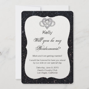Black Glitter Infinity Heart Bridesmaid Card