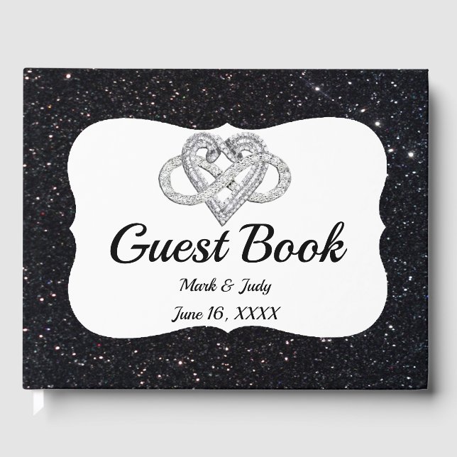 Black Glitter Infinity Heart Guestbook (Front)