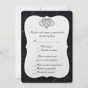 Black Glitter Infinity Heart Response Card