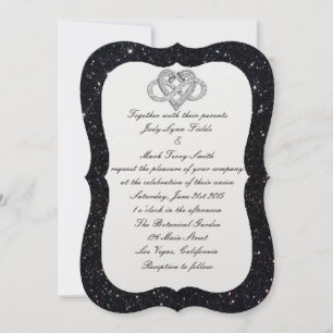 Black Glitter Infinity Heart Wedding Invitation