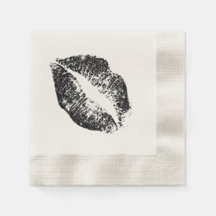 Black Glitter Lips #3 Napkin