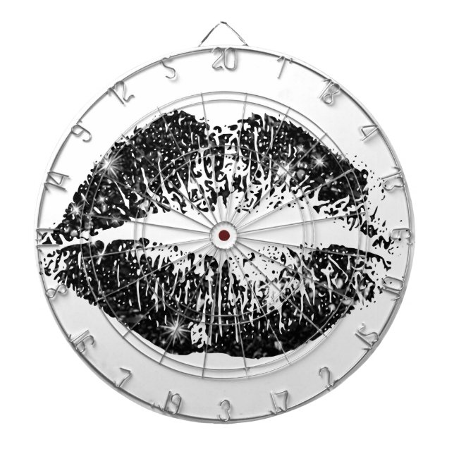 Black Glitter Lips Dartboard (Front)