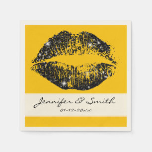 Black Glitter Lips Napkin