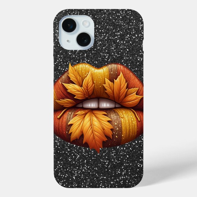 BLACK GLITTER LOOK WITH GOLD SHINY LIPS Case-Mate iPhone CASE (Back)