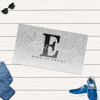 Black Glitter Makeup Artist Hair Salon Loyalty Business Card