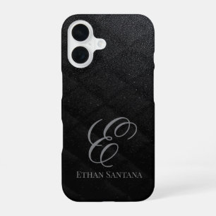 Black Glitter Monogram iPhone 16 Case