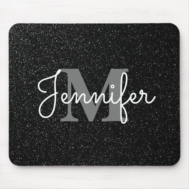 Black Glitter Mouse Pad (Front)