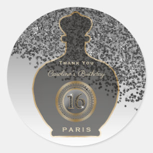 Black Glitter Noir Fragrance, Sweet 16  Classic Round Sticker