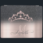Black Glitter Ombre Rose Gold Tiara Diamonds iPad Cover<br><div class="desc">Elegant black glitter ombre,  and diamonds tiara on a rose gold background. An elegant and sophisticated design.</div>