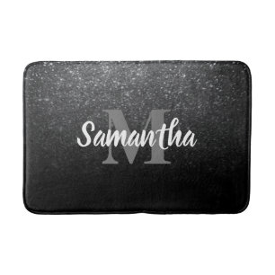 Black Glitter Pattern Bath Mat