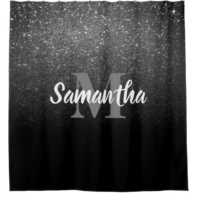 Black Glitter Pattern Shower Curtain (Front)