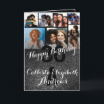 Black Glitter Photo Collage Happy Birthday Card<br><div class="desc">This cool and cute happy birthday greeting card is perfect for any friend or family member. It features eight customizable photograph pictures with a monogram name and the quote, "Happy Birthday, " on top of a black "30" (which can be changed to any age) on top of a faux printed...</div>