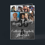 Black Glitter Photo Collage Happy Birthday Card<br><div class="desc">This cool and cute happy birthday greeting card is perfect for any friend or family member. It features eight customizable photograph pictures with a monogram name and the quote, "Happy Birthday, " on top of a black "30" (which can be changed to any age) on top of a faux printed...</div>