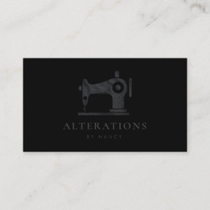 Black Glitter Sewing Machine Business Card