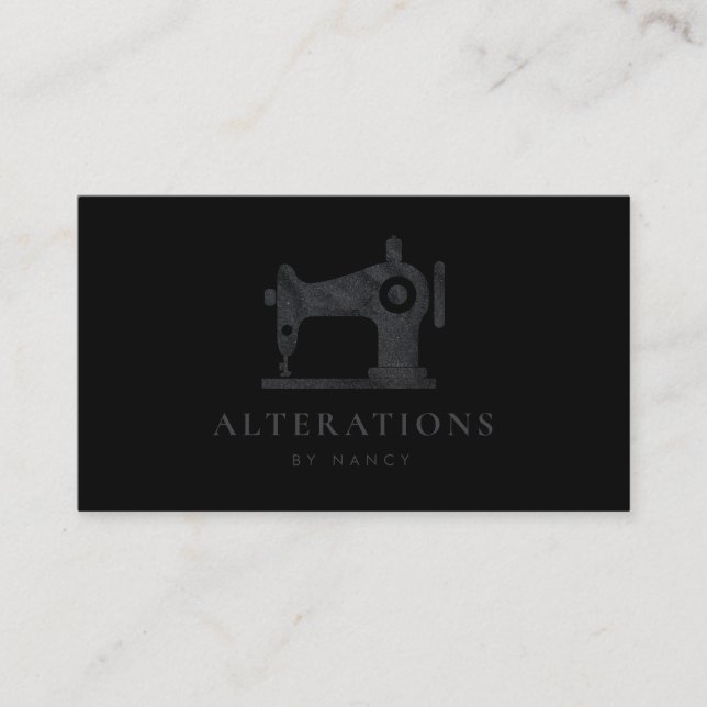 Black Glitter Sewing Machine Business Card (Front)