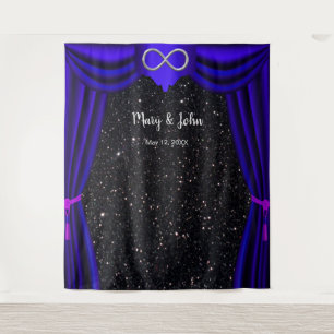 Black Glitter Silver Infinity Blue Curtain Tapestry