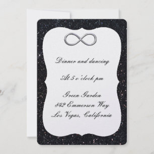 Black Glitter Silver Infinity Reception Card