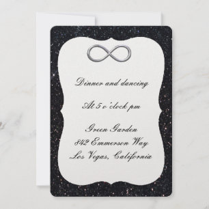 Black Glitter Silver Infinity Reception Card