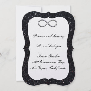 Black Glitter Silver Infinity Reception Card