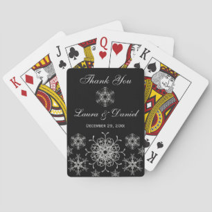 Black Glitter Snowflakes Wedding Playing Cards
