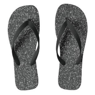 Black Glitter Sparkle Glam Thongs