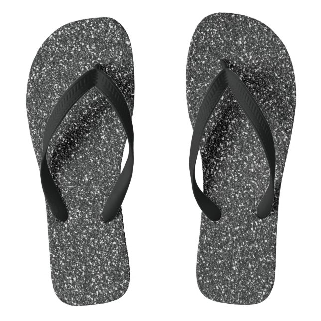 Black Glitter Sparkle Glam Thongs (Footbed)