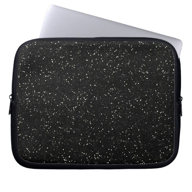 Black Glitter Sparkle Graphic Art Pattern Design Laptop Sleeve (Front)