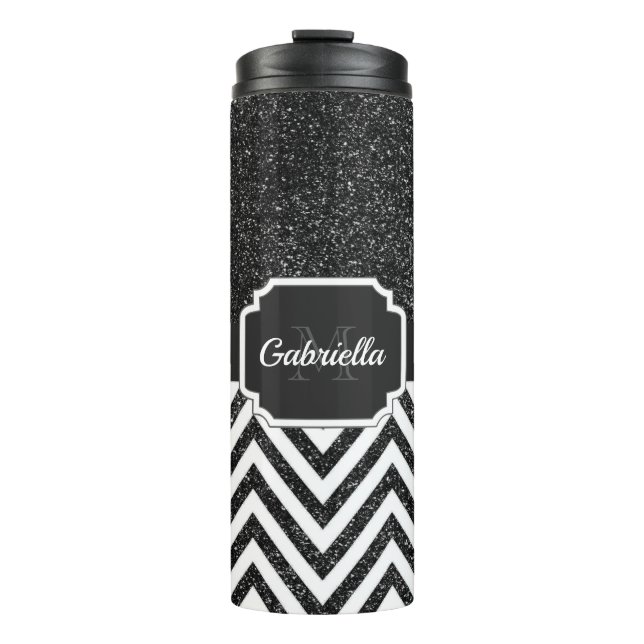 Black Glitter Thermal Tumbler (Front)