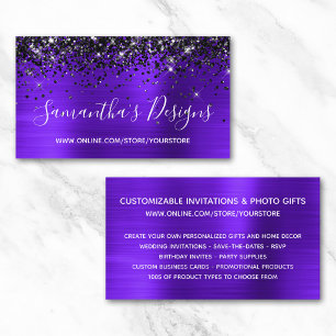 Black Glitter Violet Foil Online Store Business Card
