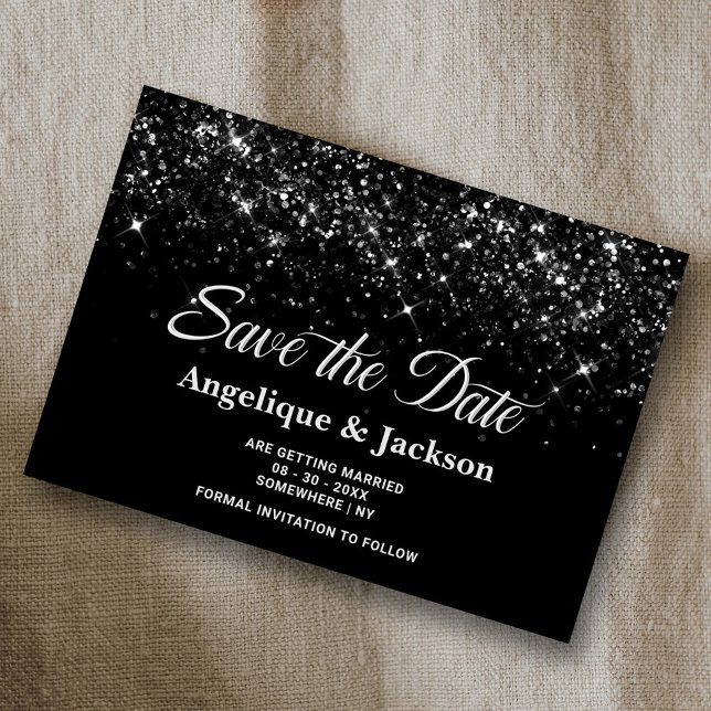 Black Glitter Wedding Save the Date (Creator Uploaded)