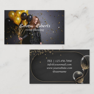 Black Glittery Gold Balloon Event Business card