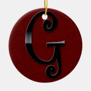 Black Gloss Monogram - G Ceramic Tree Decoration