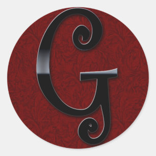 Black Gloss Monogram - G Classic Round Sticker