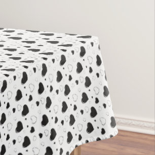 Black glossy hearts cute romantic pattern tablecloth