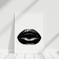 Black Glossy Lips Minimalist Wall Art