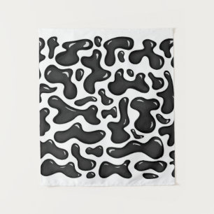 Black glossy liquid shapes tapestry
