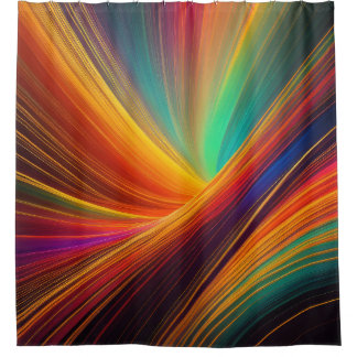 Black Glowing Lines Abstract Colourful Design Shower Curtain