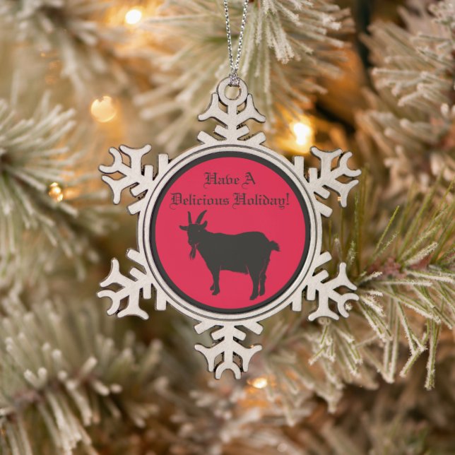 Black Goat Black Phillip Delicious Christmas Snowflake Pewter Christmas Ornament (Tree)