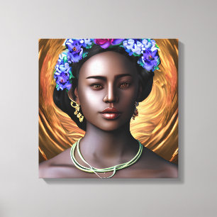 Black Goddess African-American Woman AI Art Canvas Print