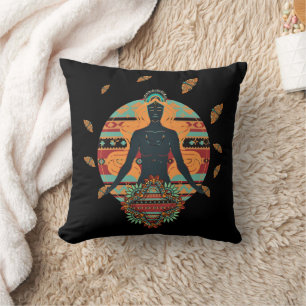 Black Goddess Butterfly Mandala Bohemian Cushion