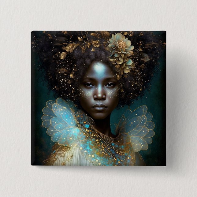 Black Goddess Fantasy Art 15 Cm Square Badge (Front)