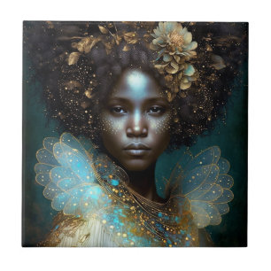 Black Goddess Fantasy Art Ceramic Tile