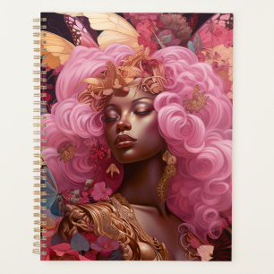 Black Goddess In Pink and Gold Planner
