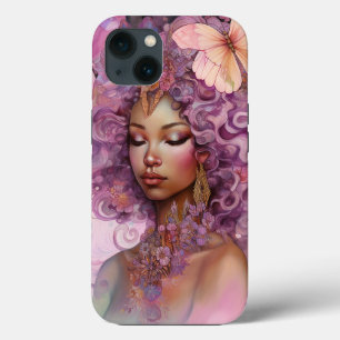 Black Goddess Pink Purple Fantasy Art iPhone 13 Case